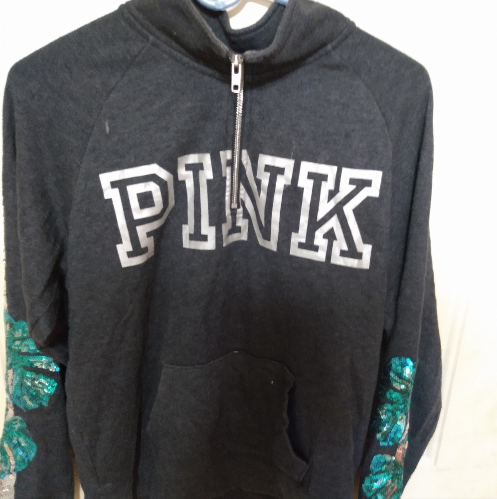V.S PINK bling quarter zip sweater